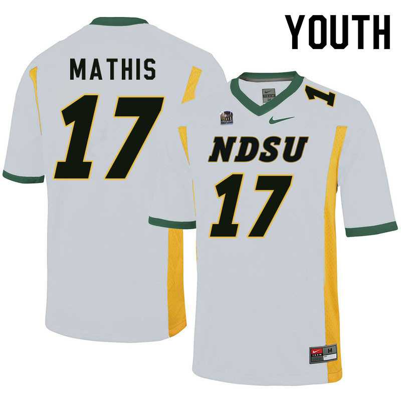 Youth #17 Zach Mathis North Dakota State Bison College Football Jerseys Sale-White - Click Image to Close